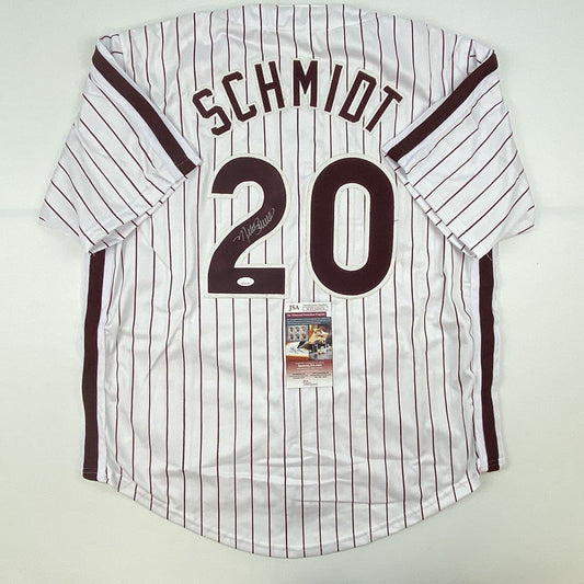Autographed/Signed Mike Schmidt Philadelphia Pinstripe Baseball Jersey JSA COA