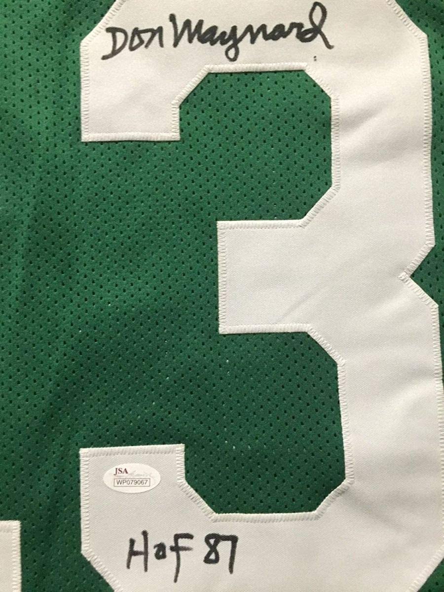 Framed Autographed/Signed Don Maynard HOF 87 35x39 New York Green Football Jersey JSA COA