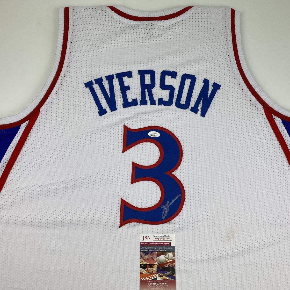 Autographed/Signed Allen Iverson Philadelphia White Retro Basketball Jersey JSA COA