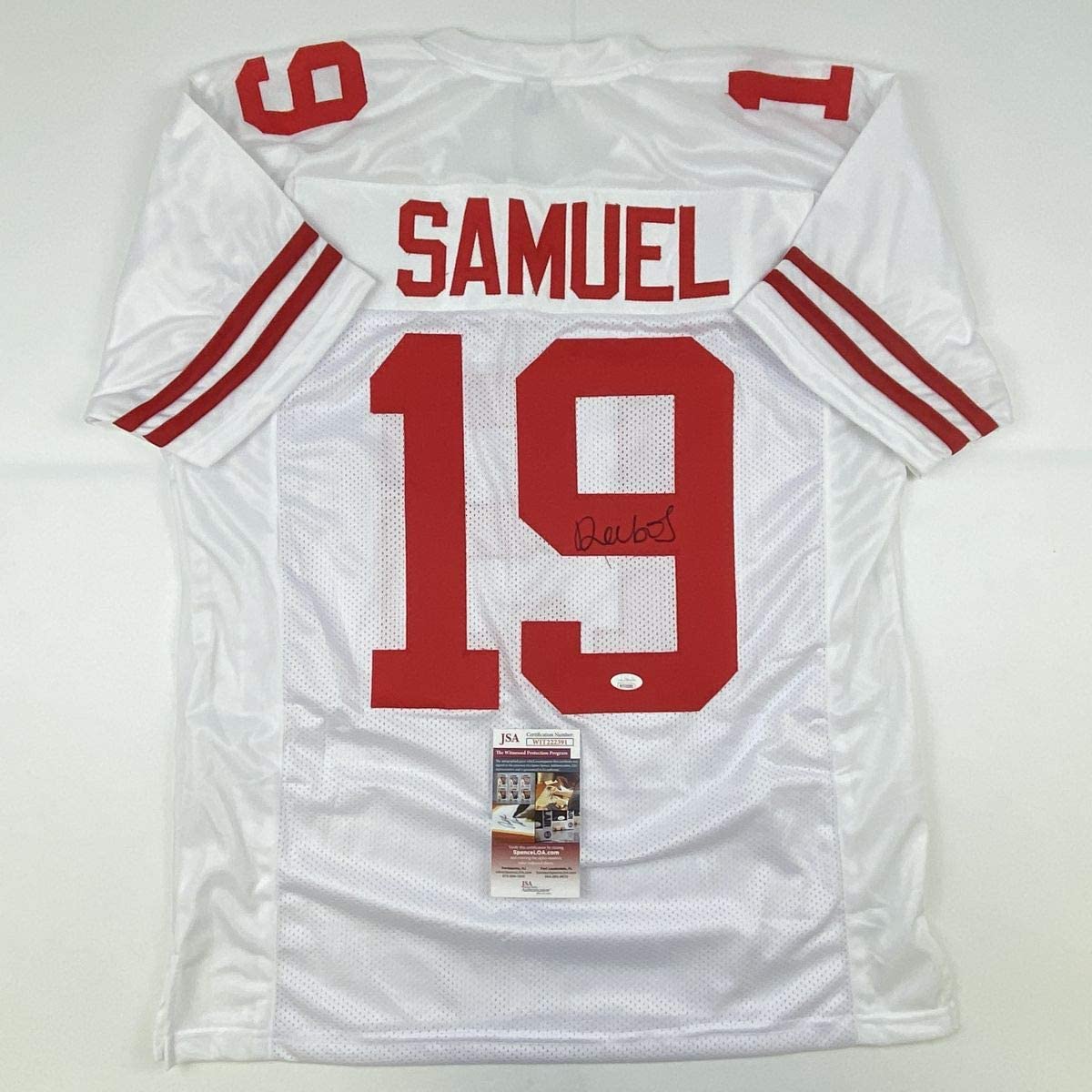 Autographed/Signed Deebo Samuel San Francisco White Football Jersey JSA COA