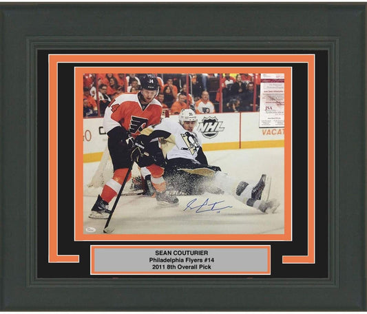 Framed Autographed/Signed Sean Couturier vs. Evgeni Malkin 16x20 Philadelphia Flyers Hockey Photo JSA COA - Golden Apple Comics
