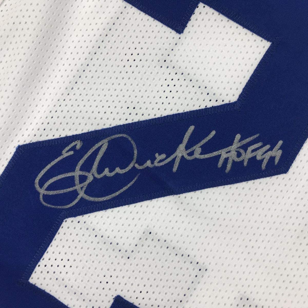 Autographed/Signed Eric Dickerson HOF 99 Los Angeles LA White Football Jersey JSA COA