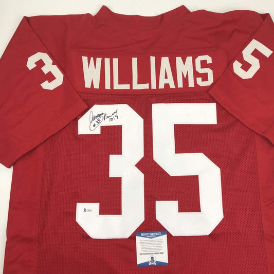 Autographed/Signed Aeneas Williams Arizona Red Football Jersey Beckett BAS COA