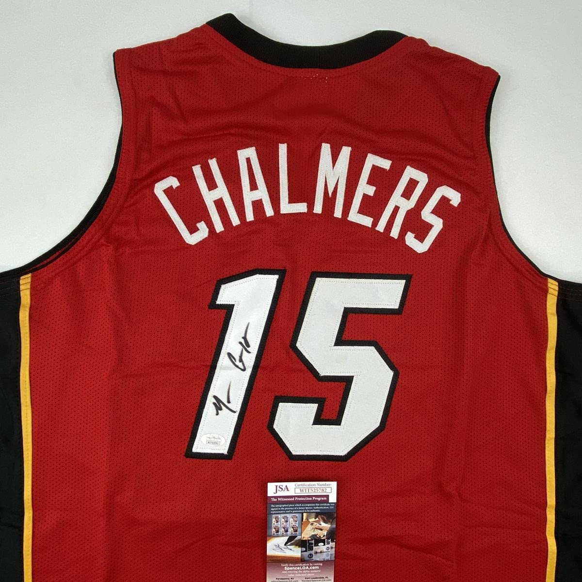 Autographed/Signed Mario Chalmers Miami Red Basketball Jersey JSA COA