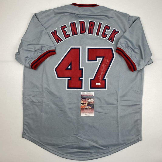 Autographed/Signed Howie Kendrick Washington Grey Baseball Jersey JSA COA