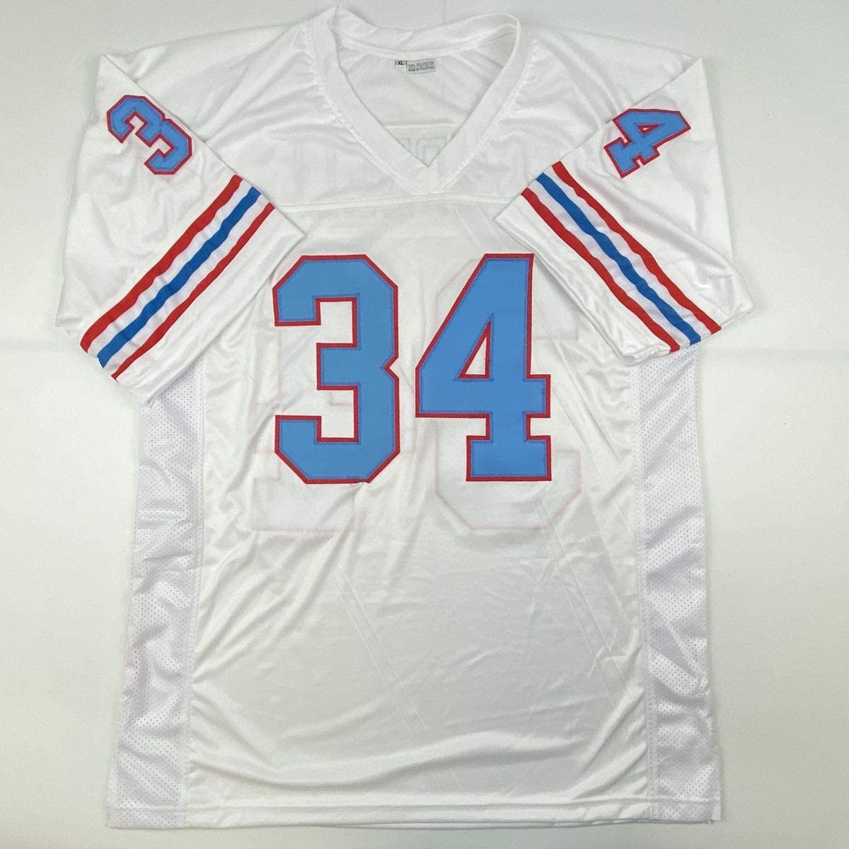 Autographed/Signed Earl Campbell Houston White Football Jersey Beckett BAS COA