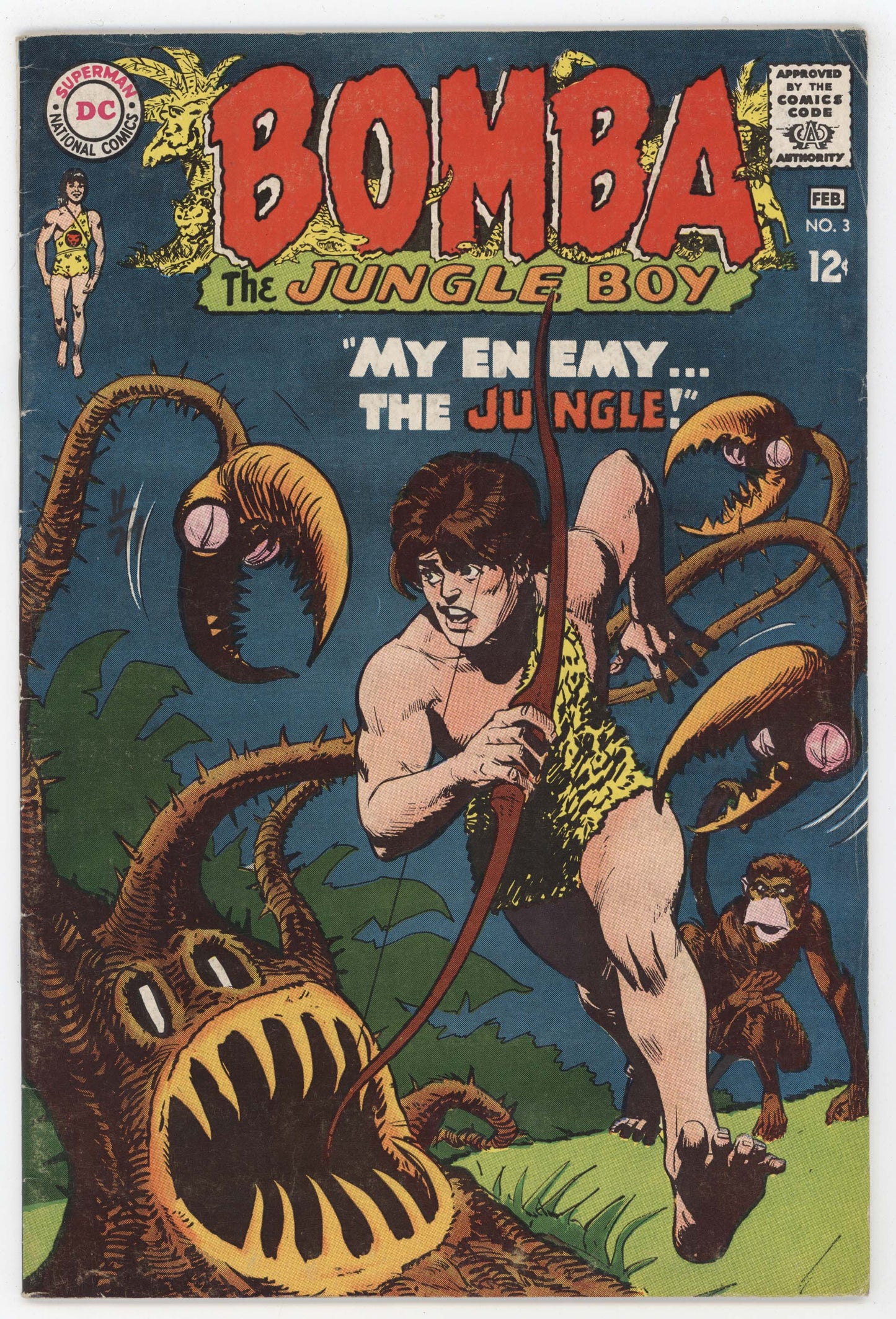 Bomba The Jungle Boy 3 DC 1968 FN Jack Sparling Killer Plant Monkey