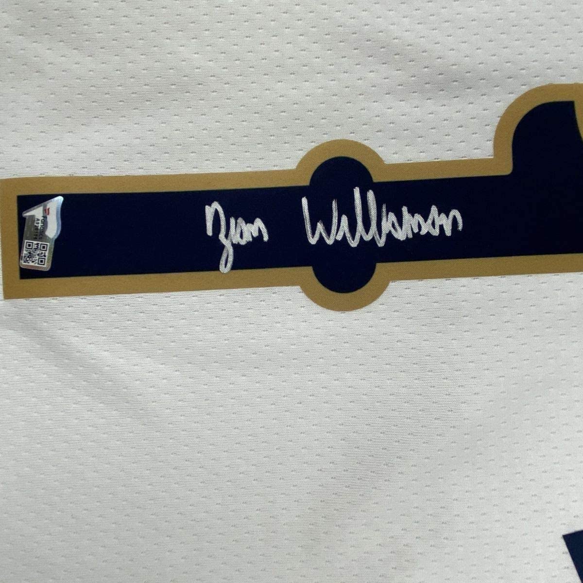 Framed Autographed/Signed Zion Williamson 35x39 New Orleans Pelicans White Swingman Nike Basketball Jersey Fanatics COA