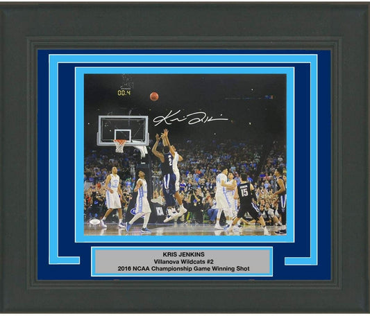 Framed Autographed/Signed Kris Jenkins Villanova Wildcats 2016 The Shot 16x20 Basketball Photo JSA COA
