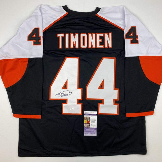 Autographed/Signed Kimmo Timonen Philadelphia Black Hockey Jersey JSA COA