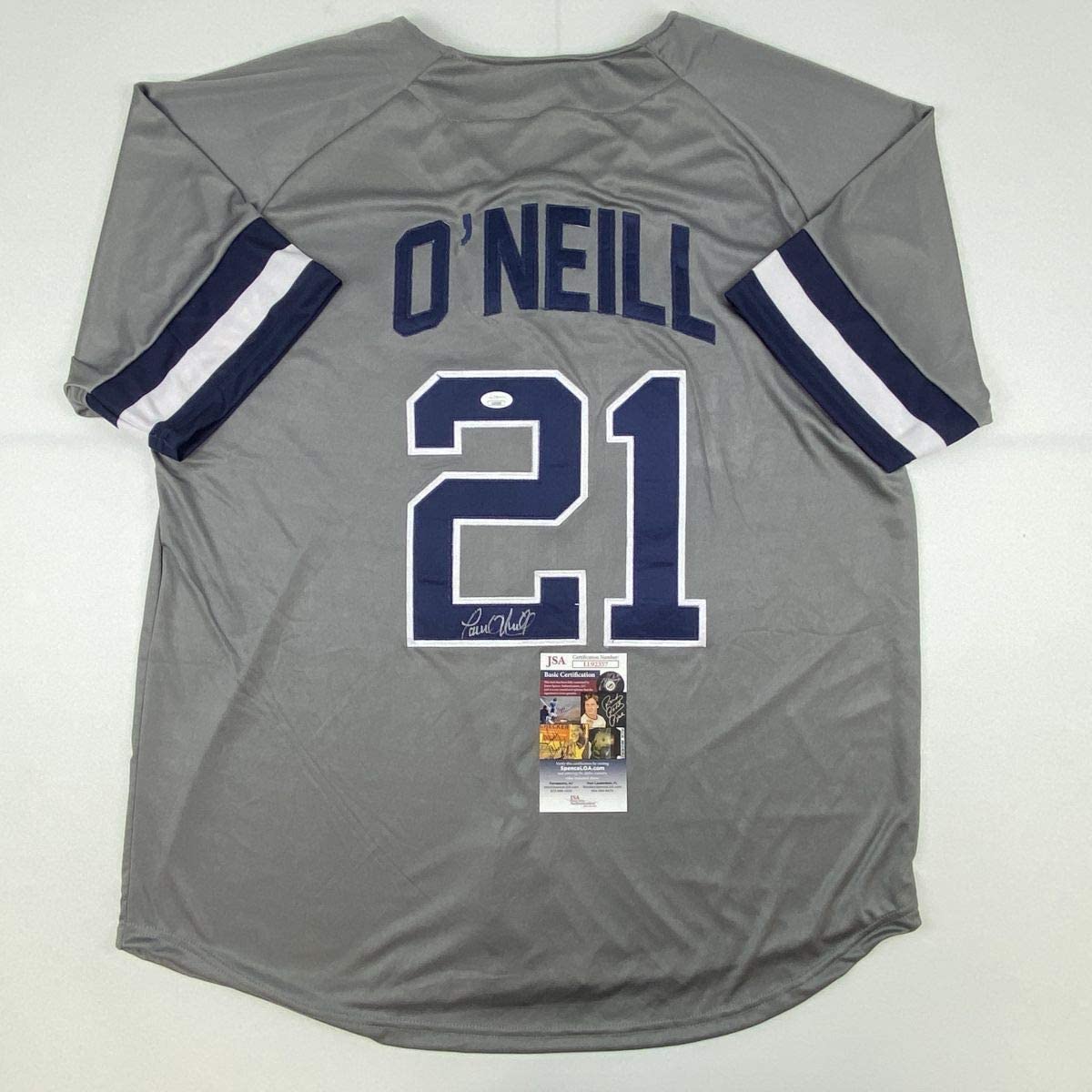 Autographed/Signed Paul O'Neill New York Grey Baseball Jersey JSA COA