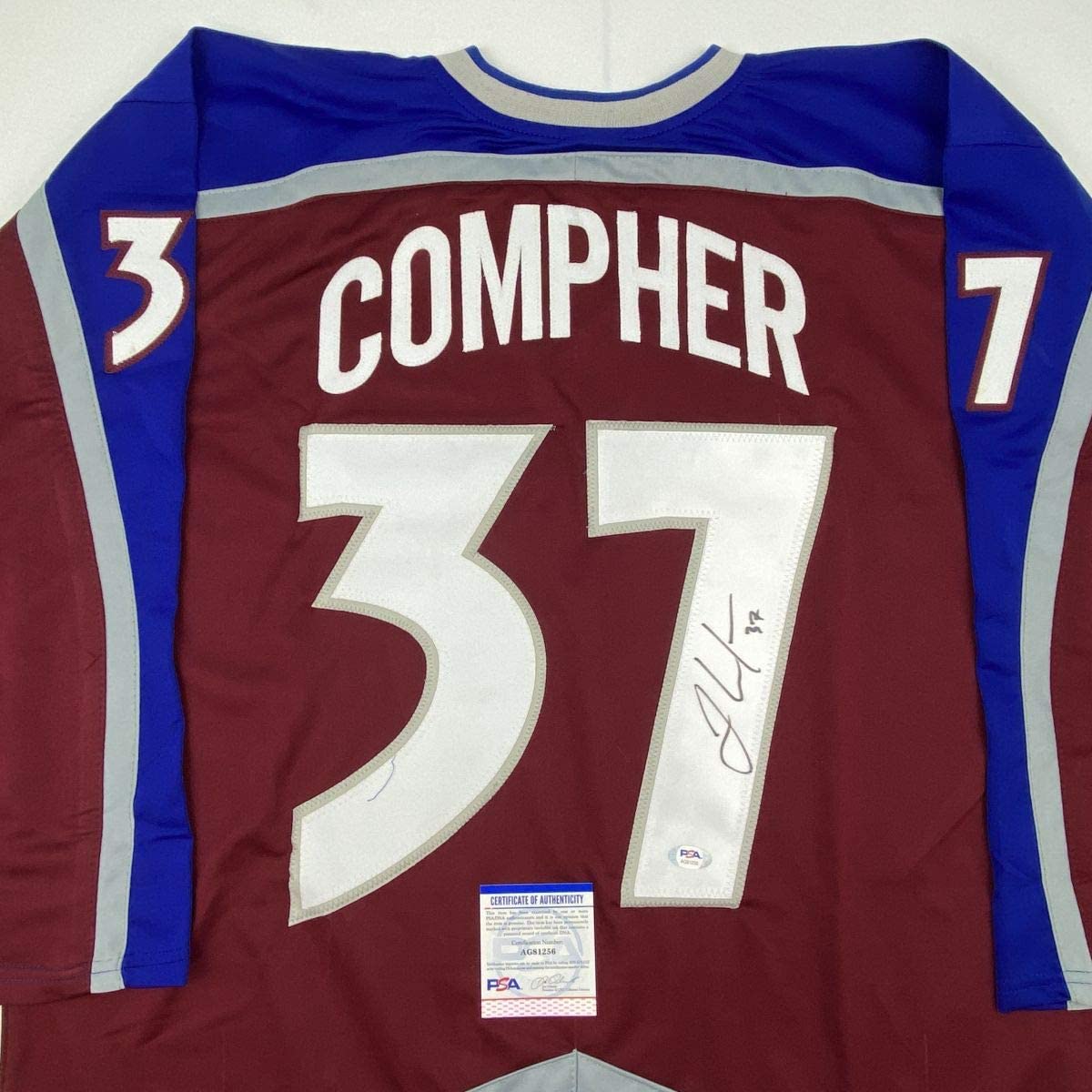 Autographed/Signed JT J.T. Compher Colorado Maroon Hockey Jersey PSA/DNA COA