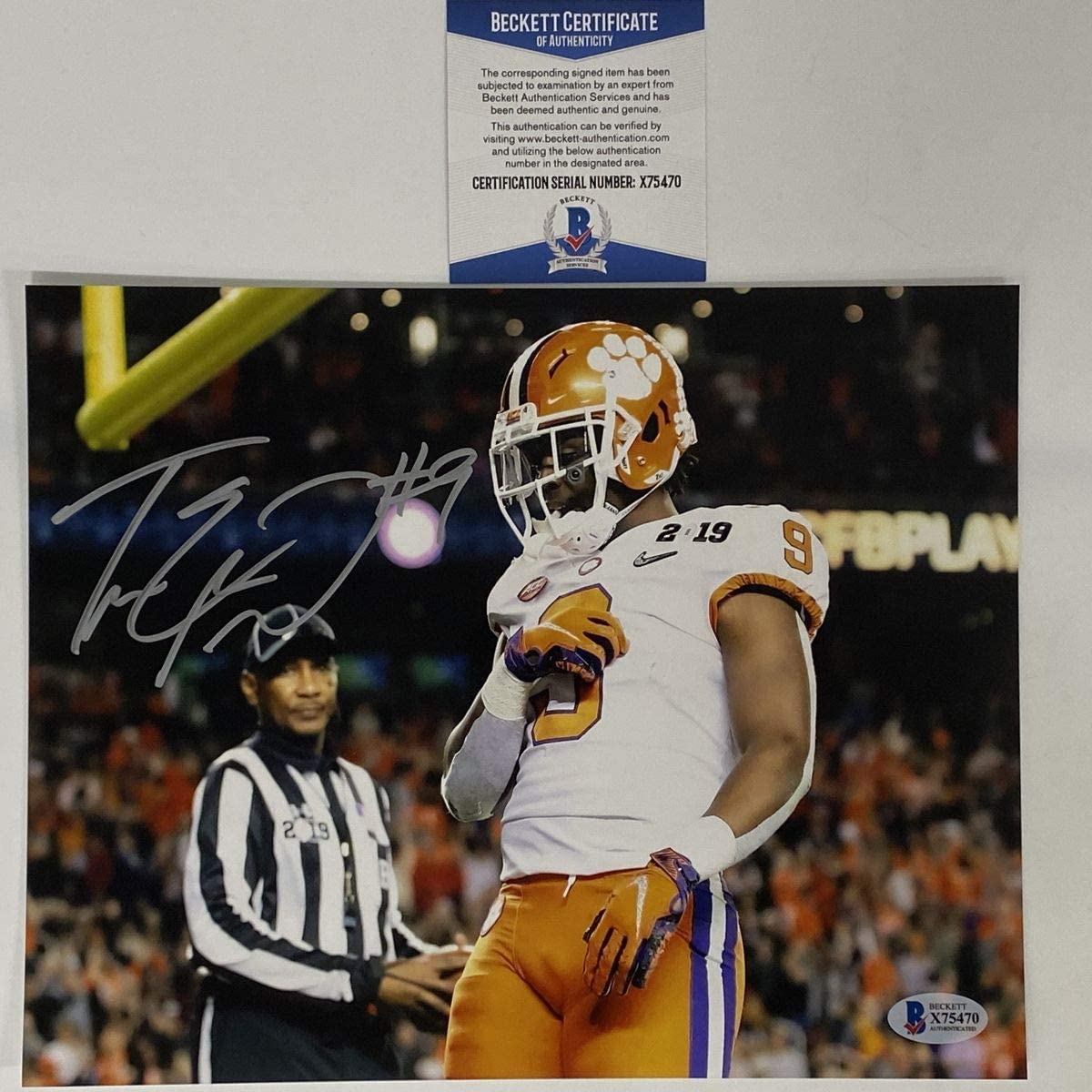 Autographed/Signed Travis Etienne Jr Clemson Tigers 8x10 College Football Photo Beckett BAS COA #4