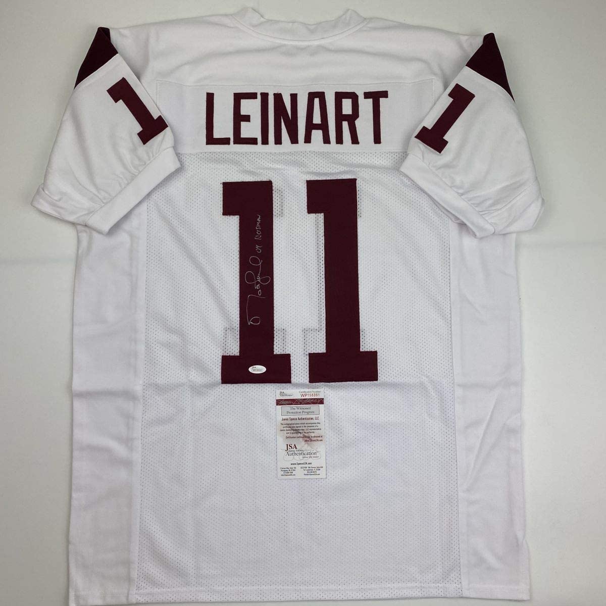 Autographed/Signed Matt Leinart 04 Heisman USC Southen Cal White College Football Jersey JSA COA