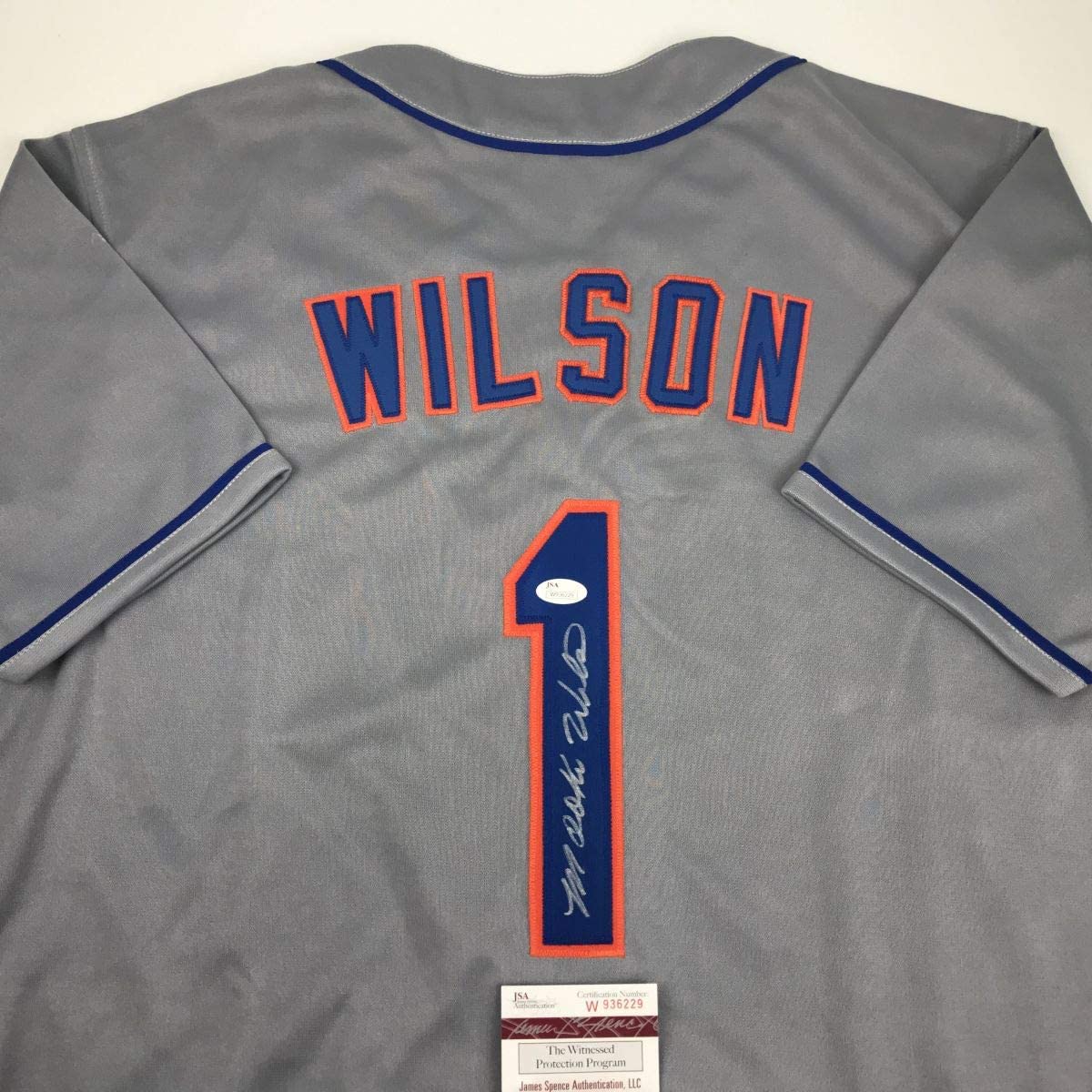 Autographed/Signed Mookie Wilson New York Grey Baseball Jersey JSA COA