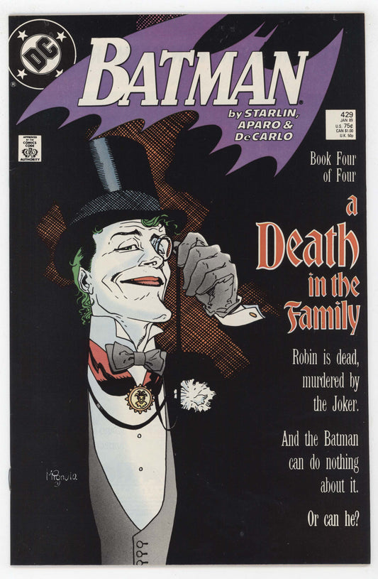 Batman 429 DC 1989 NM- 9.2 Death In The Family Robin Joker Superman Mike Mignola