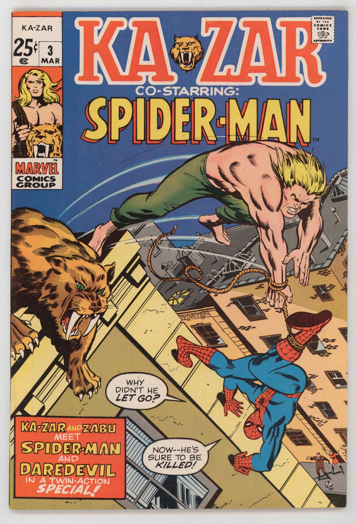 Ka-Zar 3 Marvel 1971 NM- 9.2 Amazing Spider-Man 57 Daredevil 14 Sal Buscema