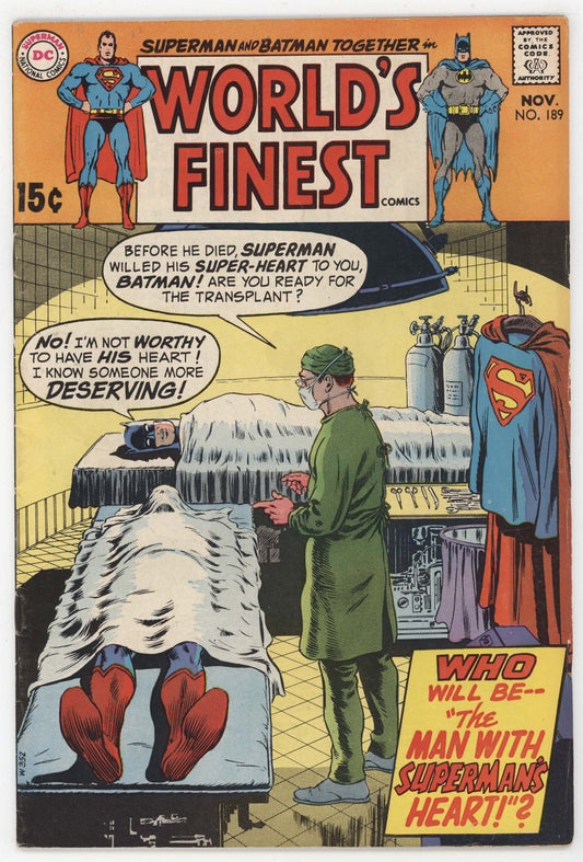 World's Finest 189 DC 1969 FN Curt Swan Death of Superman Batman Surgery