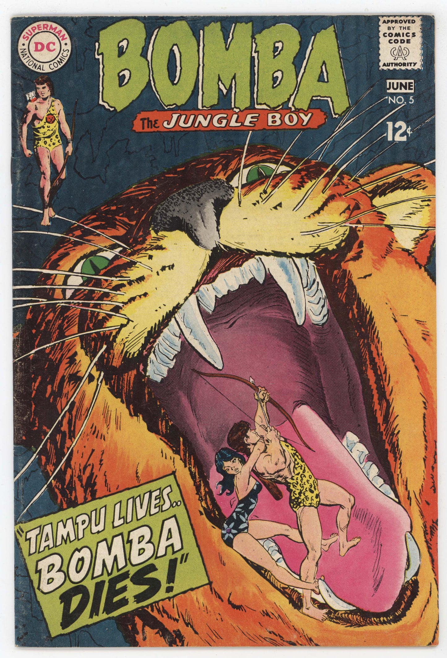 Bomba The Jungle Boy 5 DC 1968 FN VF Jack Sparling GGA Bikini Tiger