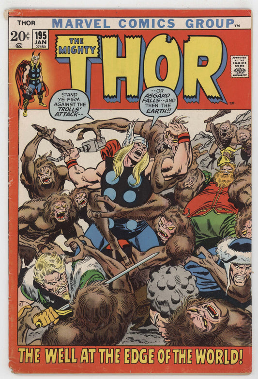 Mighty Thor 195 Marvel 1972 VG John Buscema Loki Sif Warriors Three