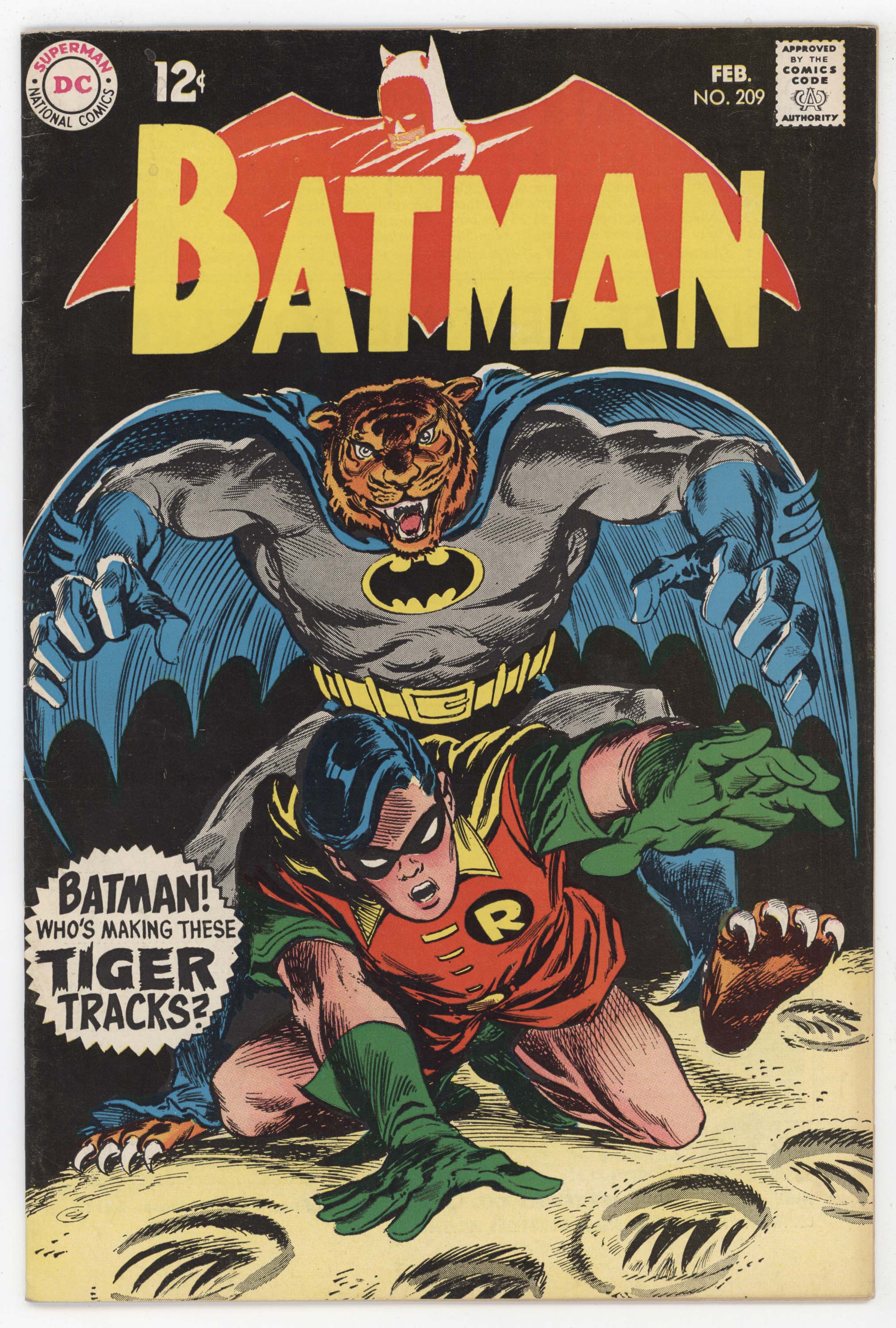 Batman 209 DC 1969 FN VF Irv Novick Frank Robbins Robin Bat-Tiger ...