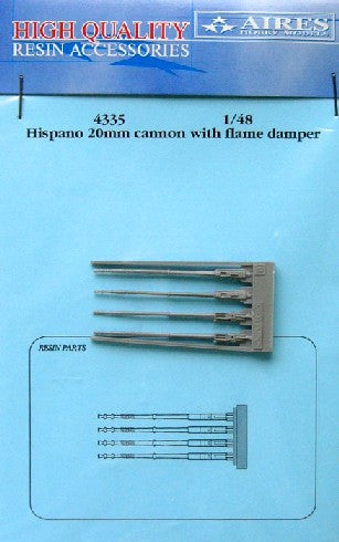 Aires 4335 1/48 Hispano 20mm Cannons w/Flame Damper (4)