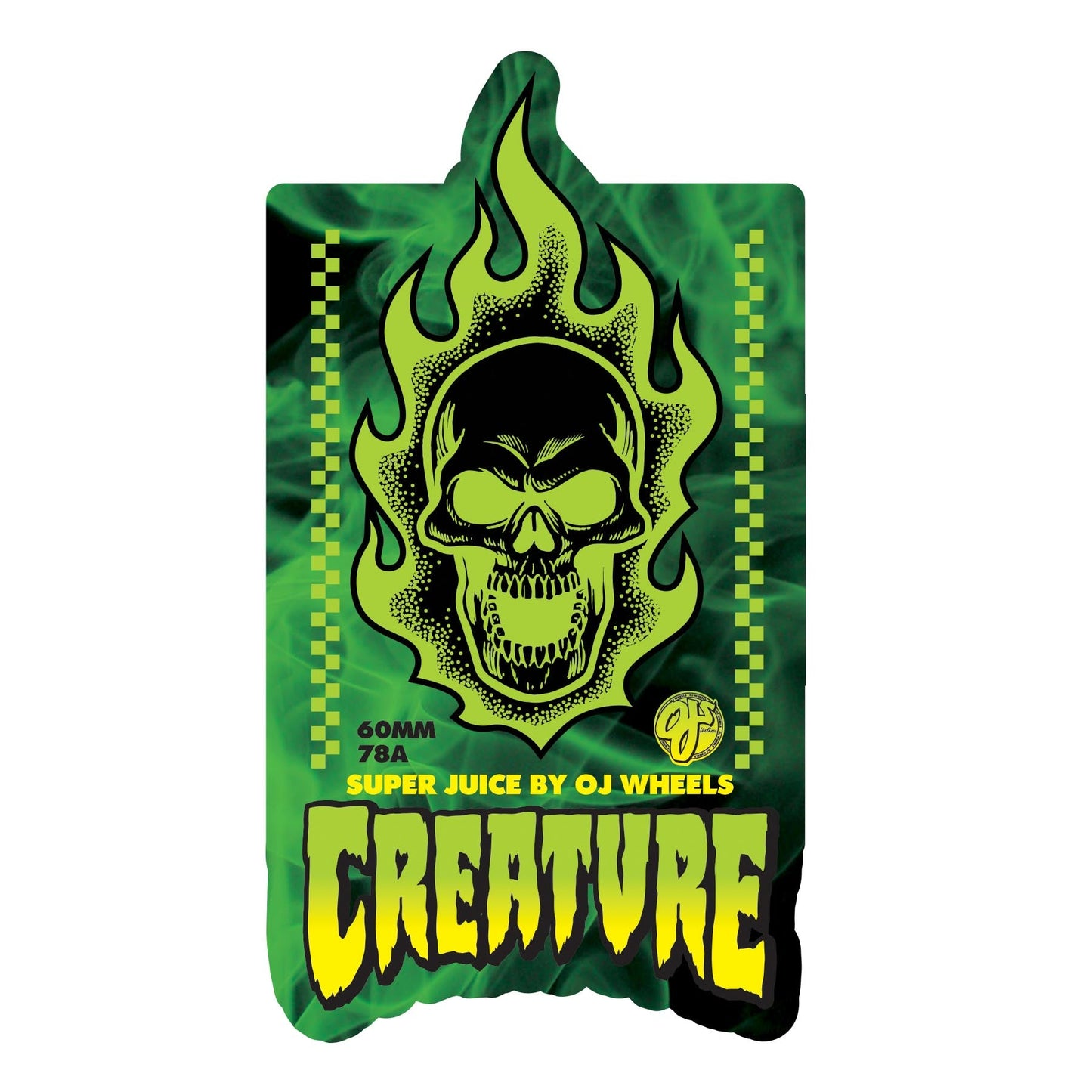 OJ x CREATURE BONEHEAD SUPER JUICE YELLOW / GREEN 60mm 78a SKATEBOARD WHEELS