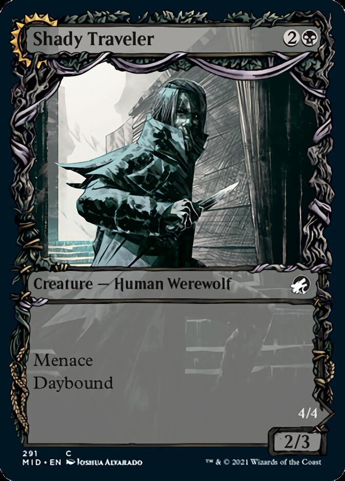Shady Traveler // Stalking Predator (MID-291) - Innistrad: Midnight Hunt: (Showcase, Double Faced Transform)