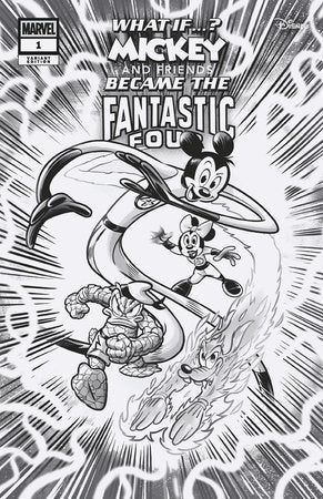 Marvel & Disney What If...? Mickey & Friends Became The Fantastic Four #1 G 1:100 Lorenzo  Pastrovicchio Black And White Variant (01/08/2025) Marvel