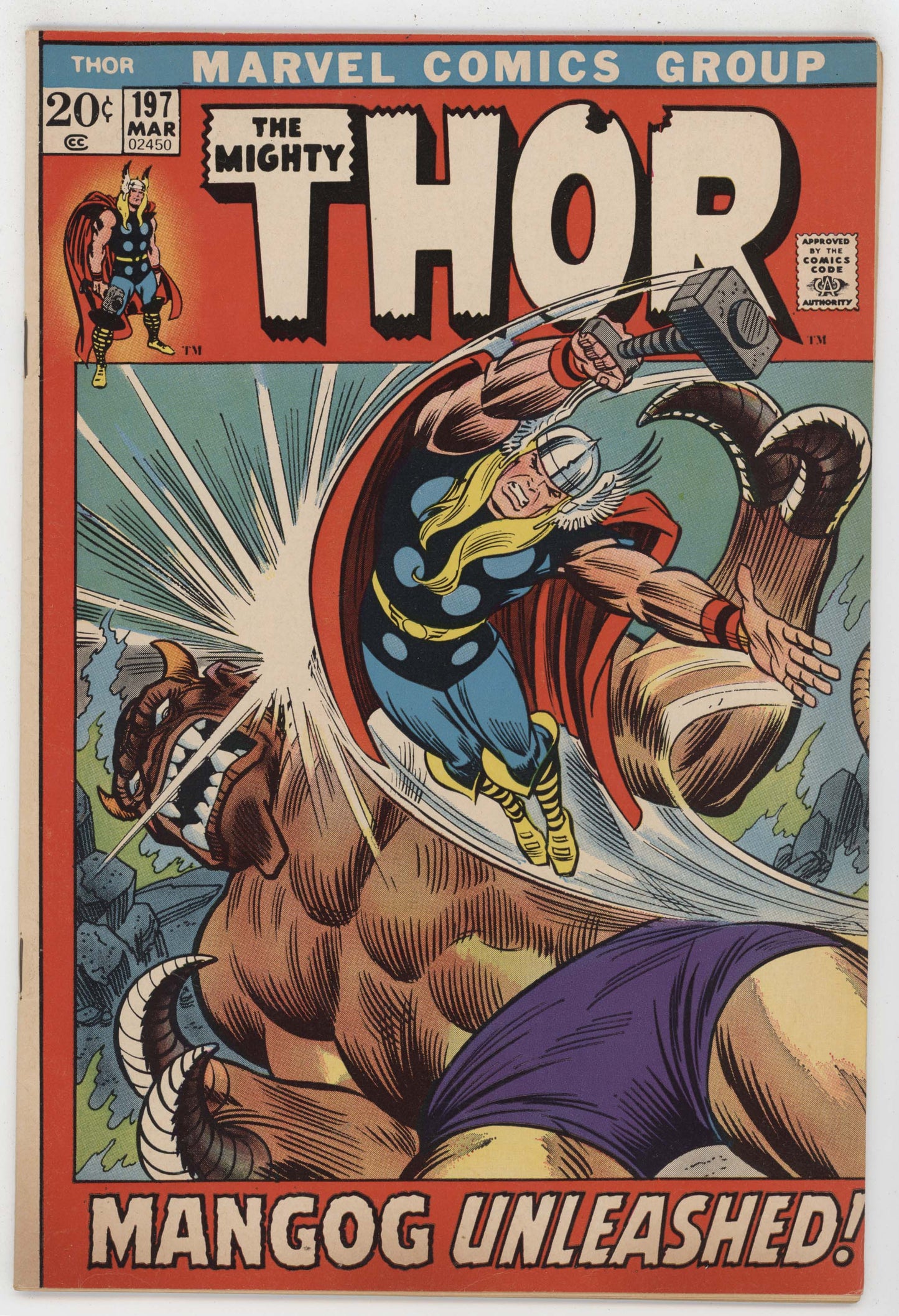 Mighty Thor 197 Marvel 1972 FN VF John Romita Warriors Three Mangog