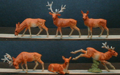 Preiser 10179 HO Scale Animal Figures -- Stags & Does pkg(6)