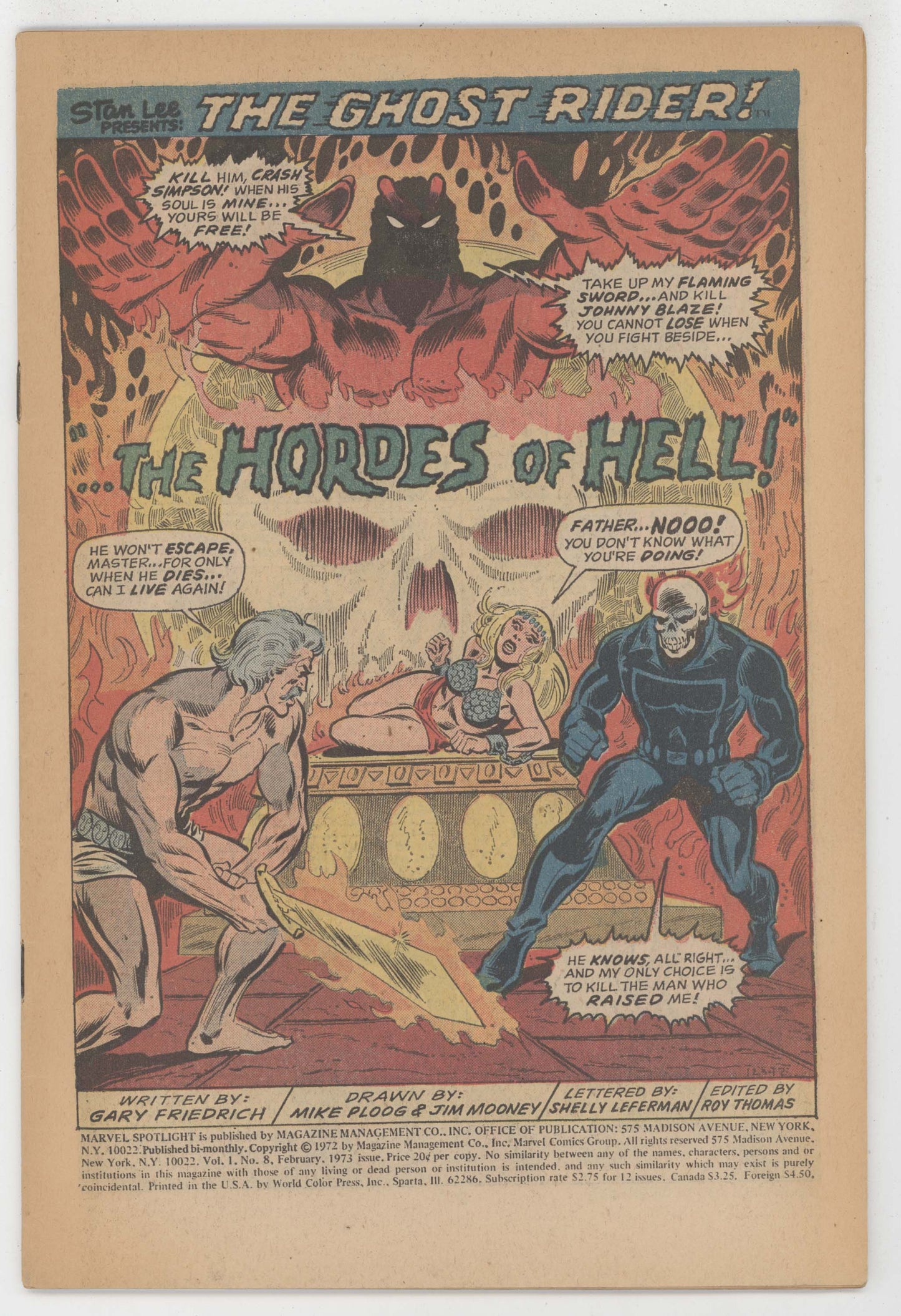 Marvel Spotlight 8 Marvel 1973 FR 4th Ghost Rider Mike Ploog