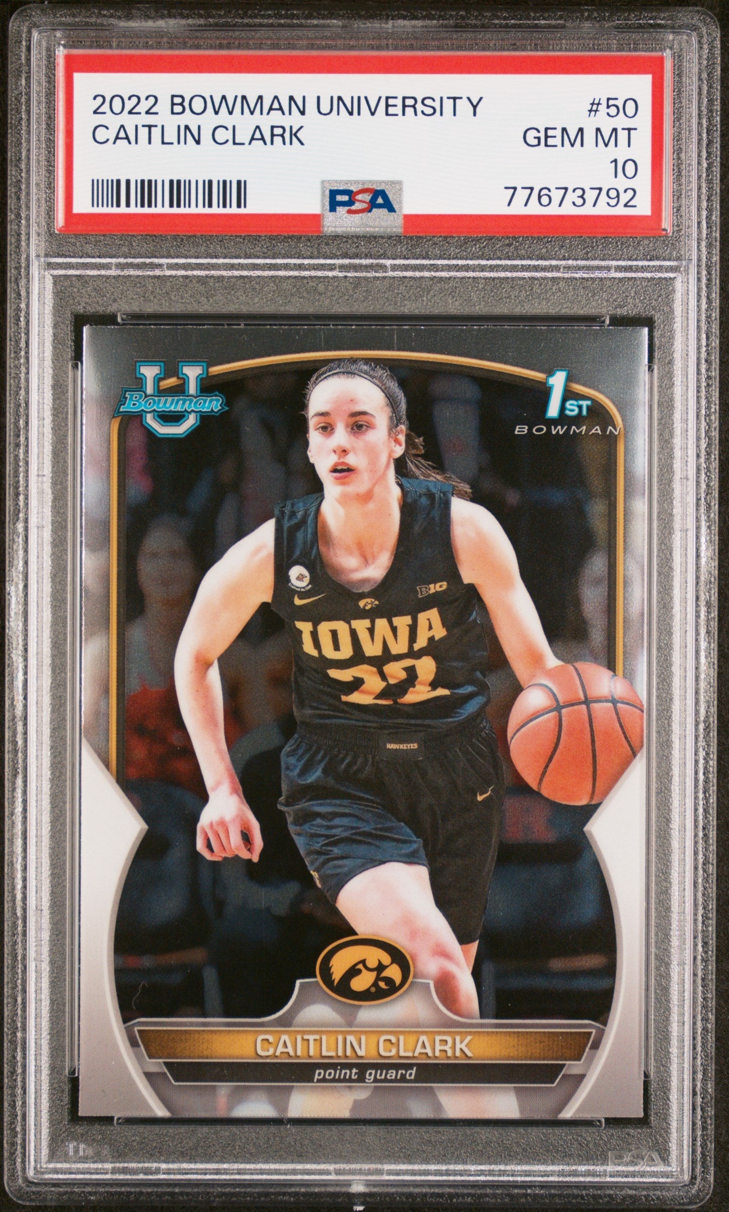 Graded 2022 Topps Bowman University Caitlin Clark #50 Rookie RC Basketball Card PSA 10 Gem Mint