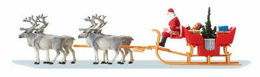 Preiser 30399 HO Scale Christmas Sleigh -- Includes Santa, Packages & 4 Reindeer