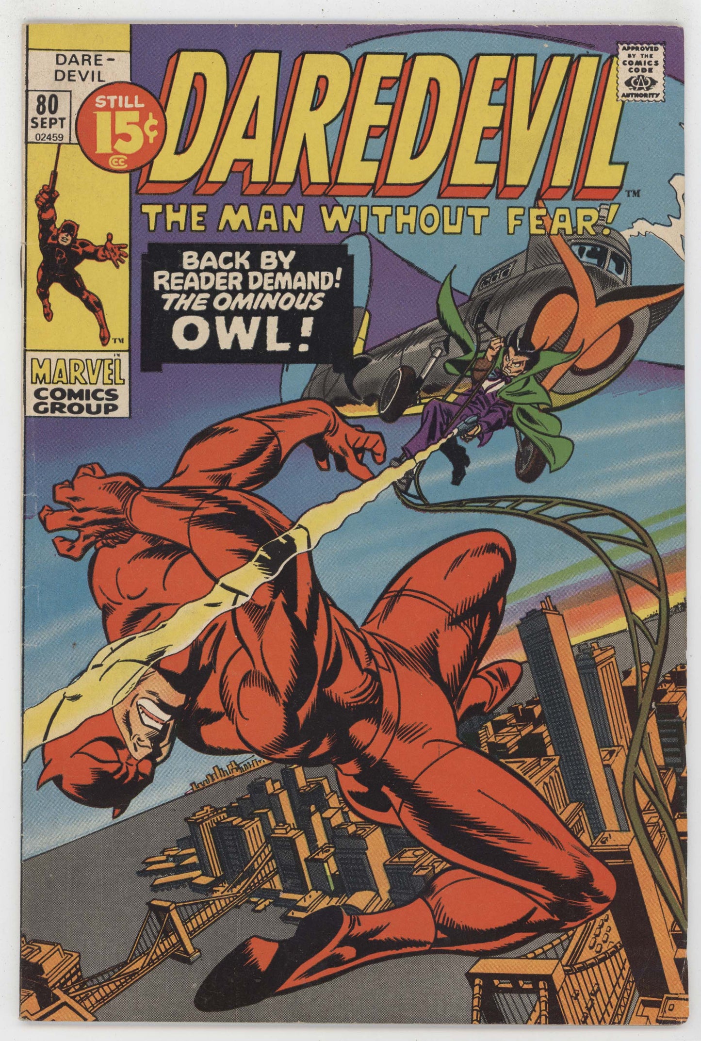 Daredevil 80 Marvel 1971 FN VF Gil Kane Gerry Conway Owl