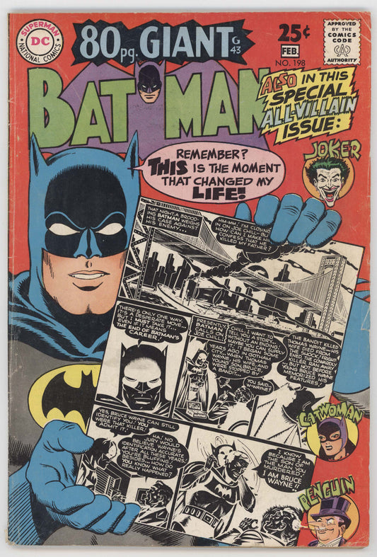 Batman 198 DC 1968 VG FN Carmine Infantino Bob Kane Joker Catwoman Penguin