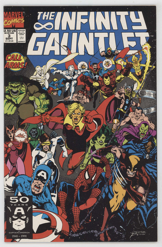 Infinity Gauntlet 3 Marvel 1991 NM+ 9.6 Thanos Avengers Spider-Man X-Men