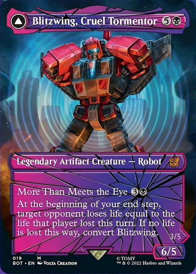 Blitzwing, Cruel Tormentor // Blitzwing, Adaptive Assailant (BOT-019) - Transformers: (convertdfc, shatteredglass) (Borderless) Foil