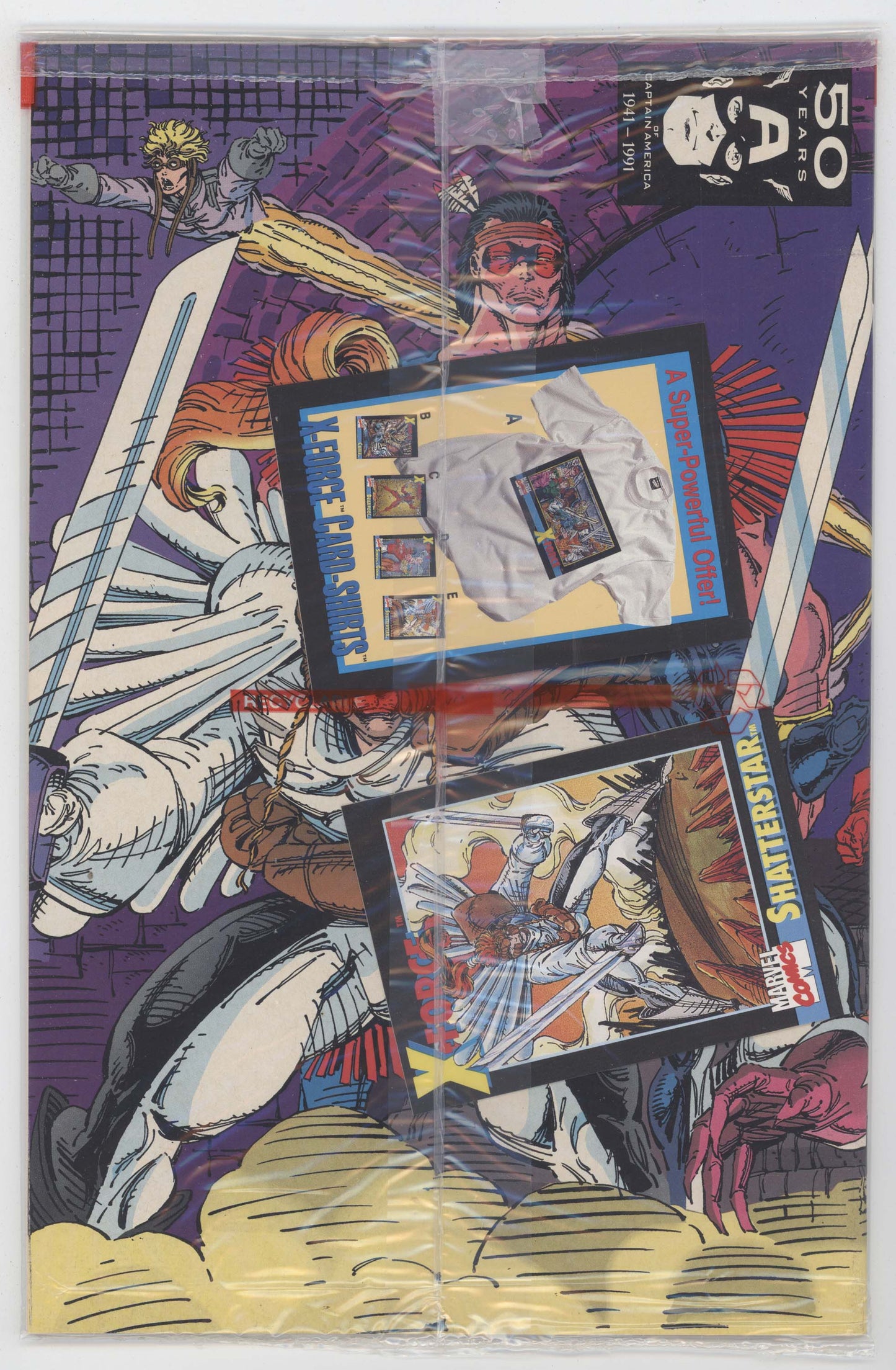 X-Force 1 Marvel 1991 NM Polybag Shatterstar Card Negative UPC Logo