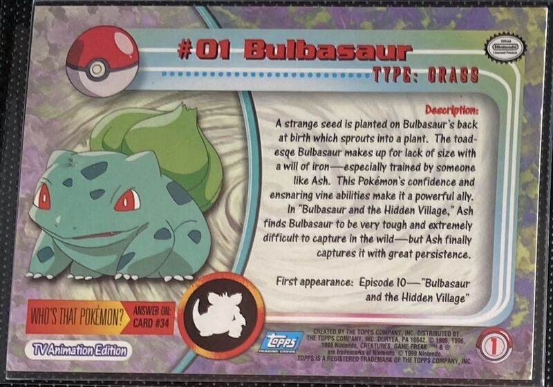 Bulbasaur (01) [Topps TV Animation Edition Series 1 (Fourth Print)]