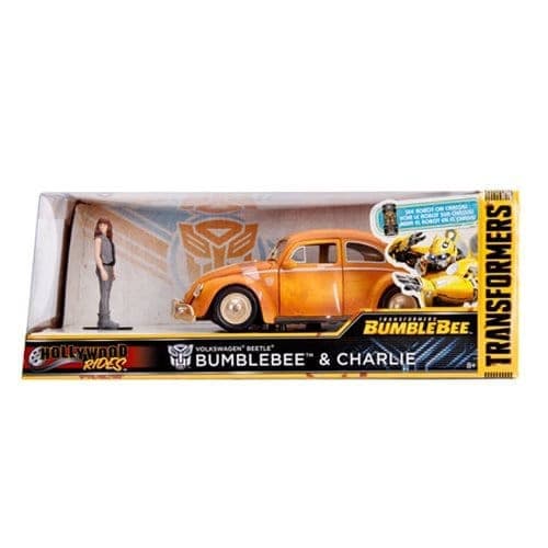 Transformers Bumblebee Movie 1:24 Scale Volkswagen Beetle Die-Cast Metal Vehicle with 3 3/4-Inch Charlie Figure