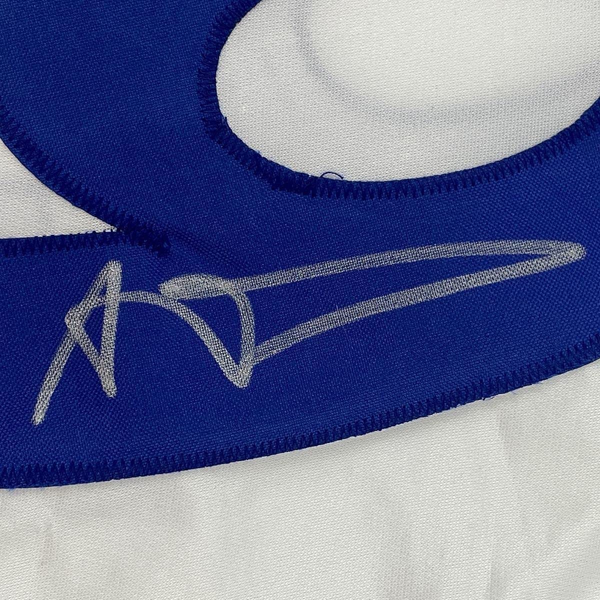 Framed Autographed/Signed Aaron Donald 35x39 Los Angeles LA White Football Jersey JSA COA