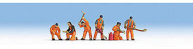 Noch 15276 HO Scale Railroad Track Workers -- Orange Uniforms pkg(6) - Golden Apple Comics