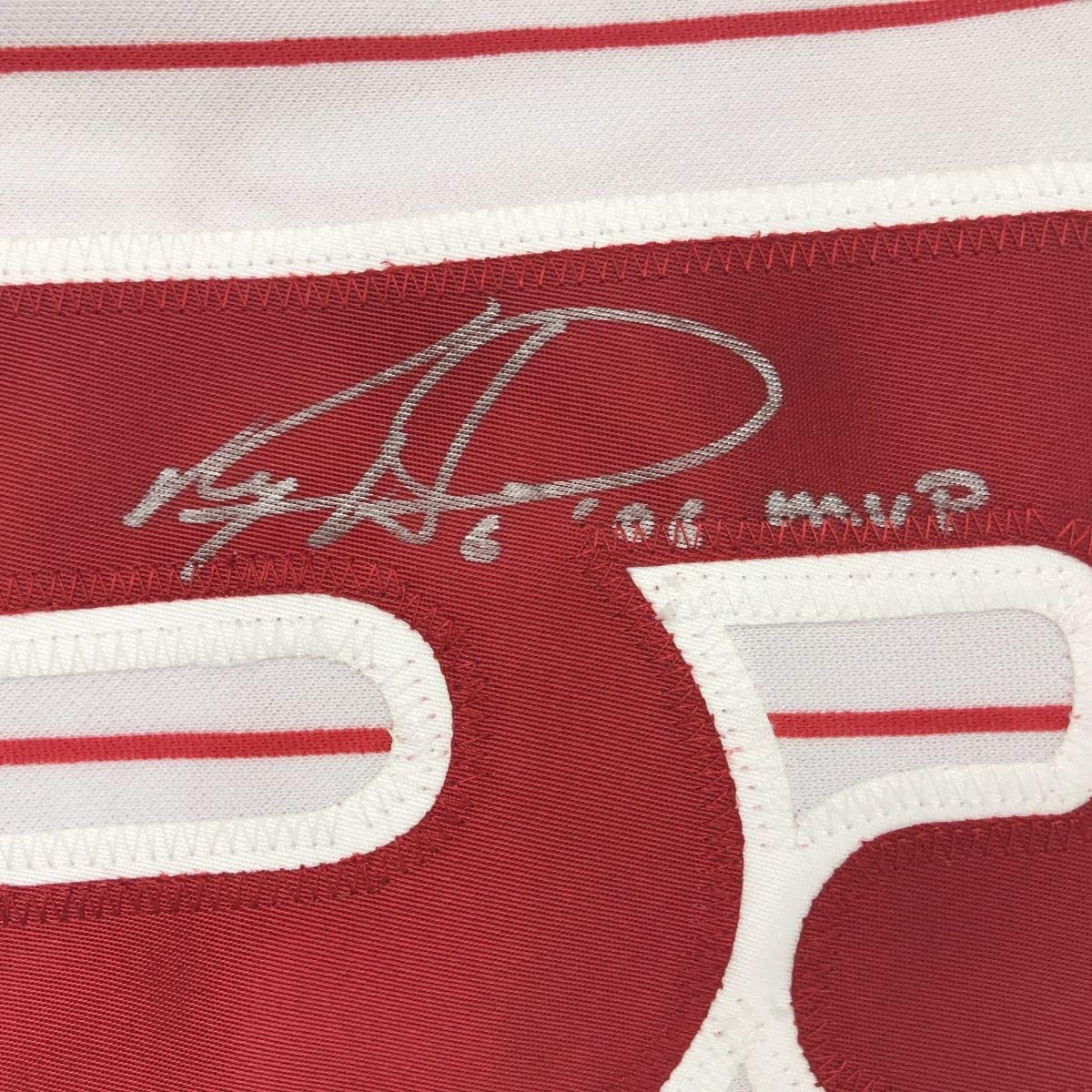 Autographed/Signed Ryan Howard 06 MVP Philadelphia Pinstripe Baseball Jersey JSA COA