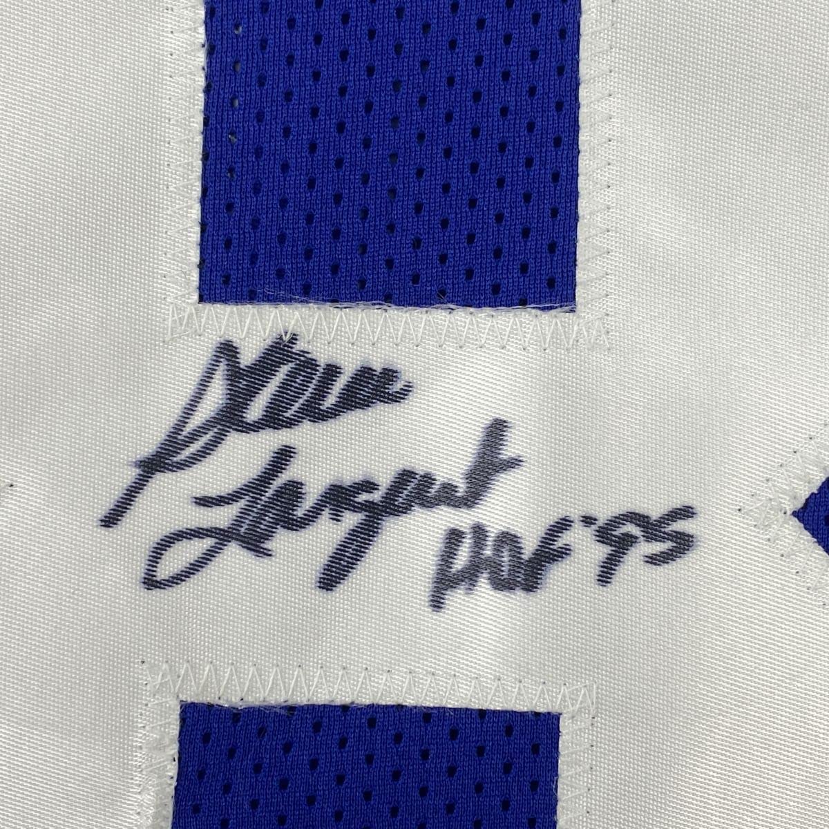 Autographed/Signed Steve Largent HOF 95 Seattle Blue Football Jersey JSA COA