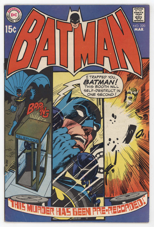 Batman 220 DC 1970 FN VF Neal Adams Phone Booth Bomb