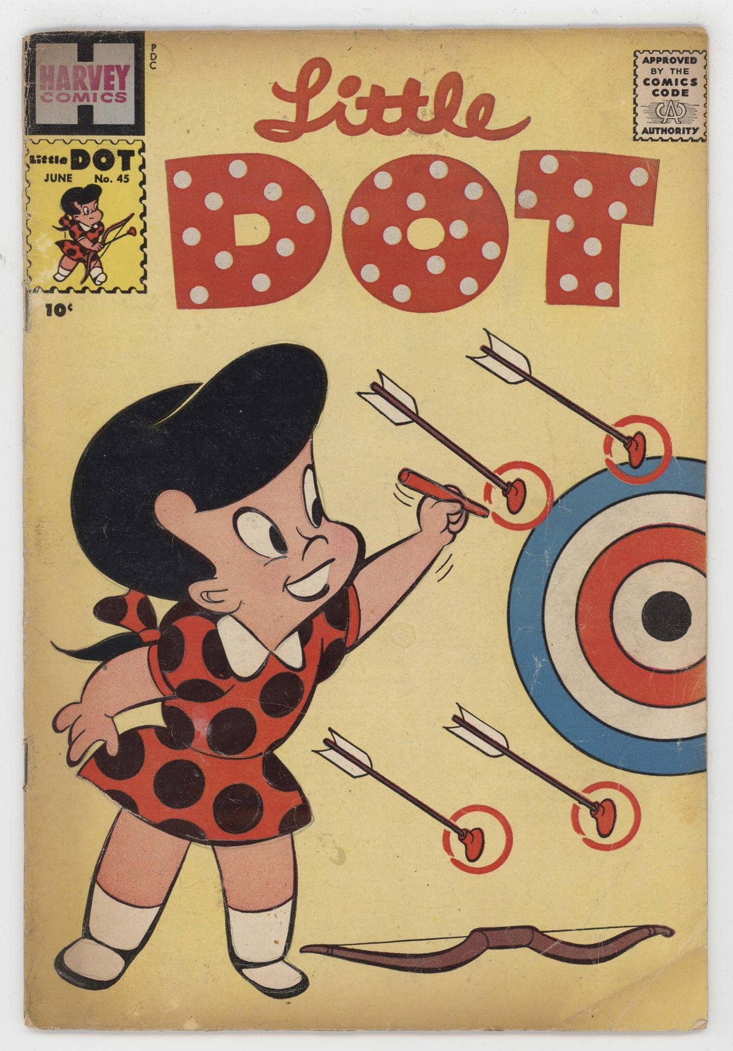 Little Dot 45 Harvey 1959 GD VG Steve Muffatti Richie Rich Bow Arrow Target