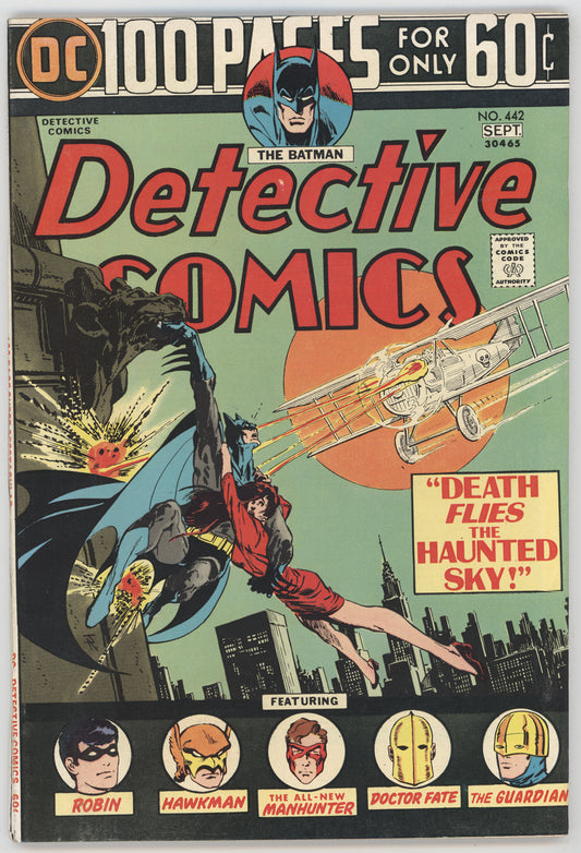 Batman Detective Comics 442 DC 1974 FN VF Jim Aparo Hawkman Dr Fate GGA Red Dress