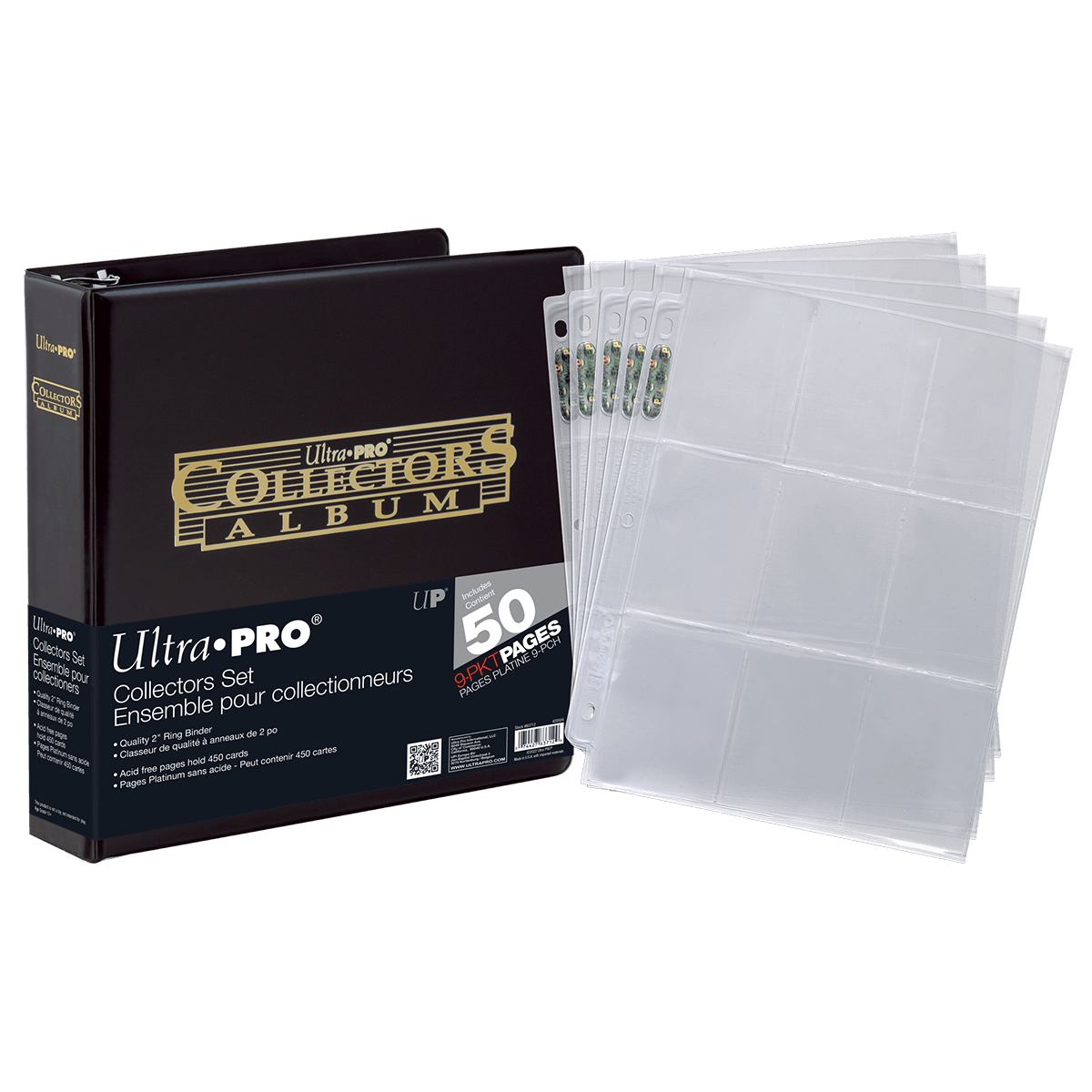 2" Black and Gold Foil Collectors Album with 9-Pocket Platinum Pages (50ct) for Trading Cards