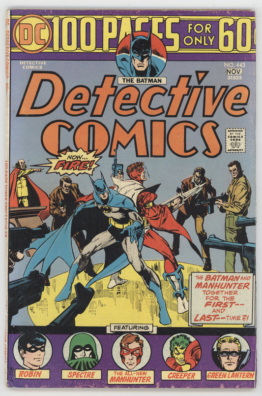 Batman Detective Comics 443 DC 1974 FN VF Jim Aparo Hawkman Green Lantern Spectre